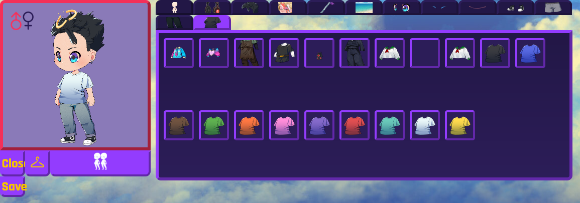 Zenkai Online avatar closet and layered avatar system